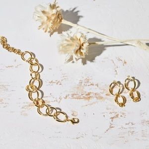 BaYou with love earrings and bracelet gold tone